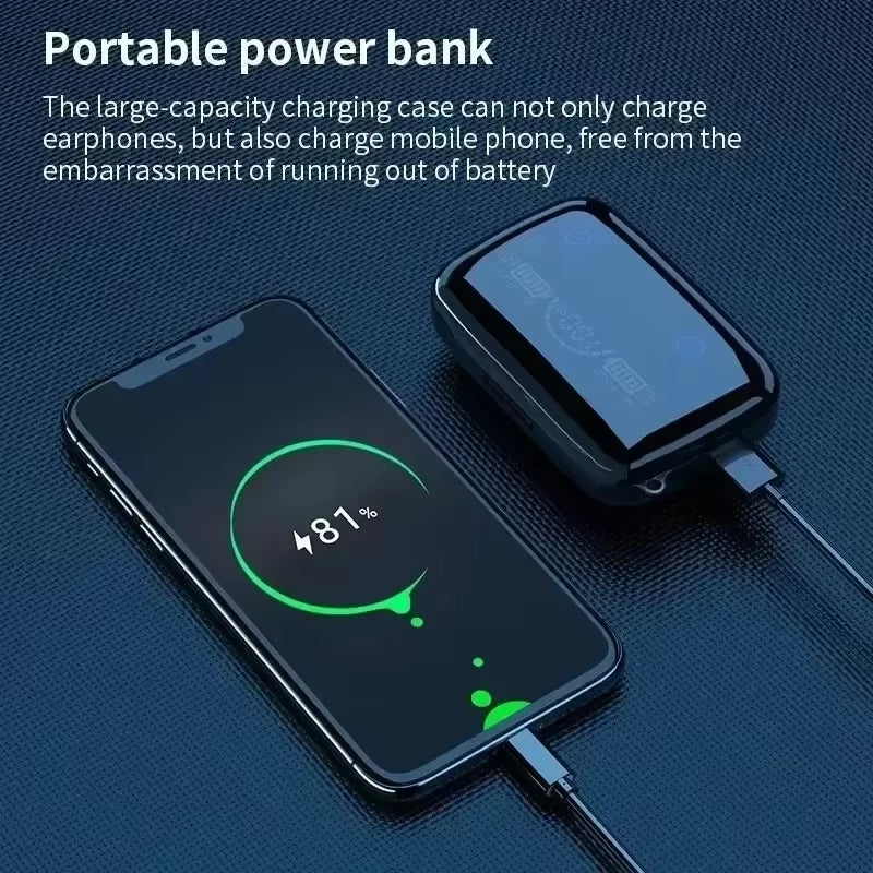 New M19 TWS Bluetooth Headphones 5.3 9D High Fidelity Wireless Headphones Touch IPX7 Waterproof Digital Display Headphones