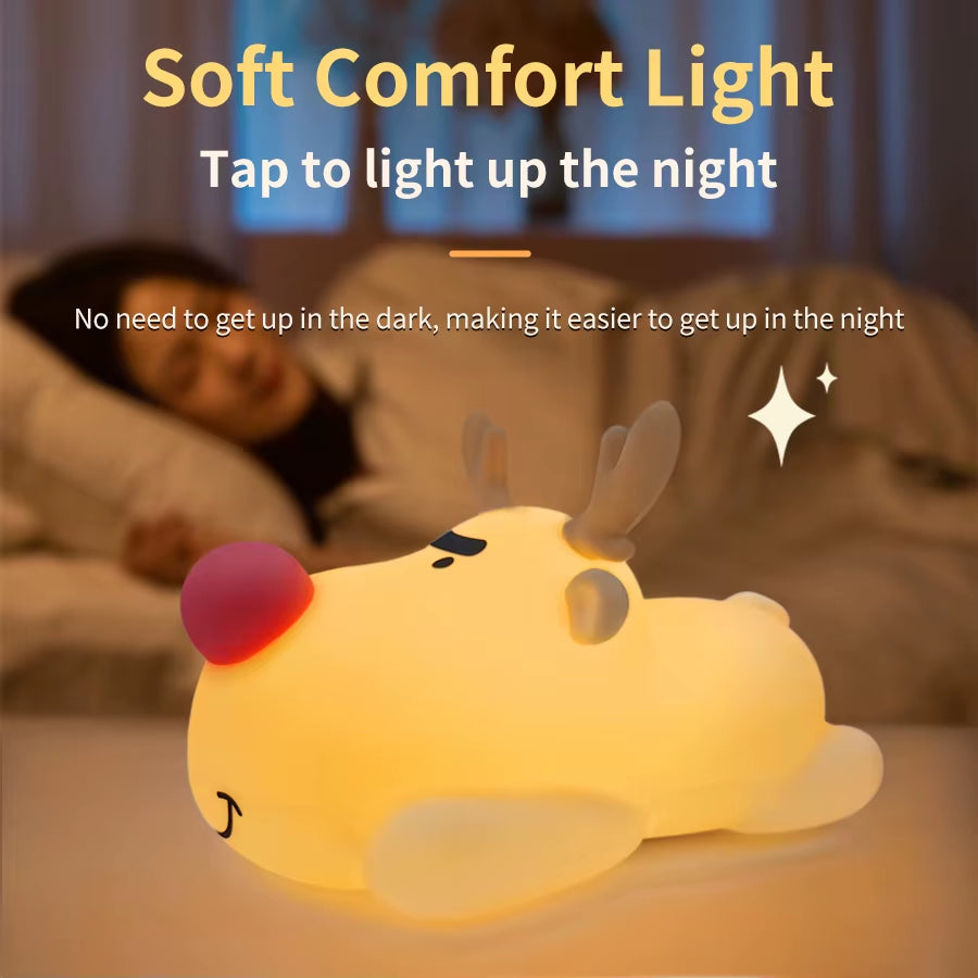 Rechargeable LED Night Light Cute Silicone Night Light with Timer Dimming Touch Lamp Bedside Decoration Lighting Children Gift