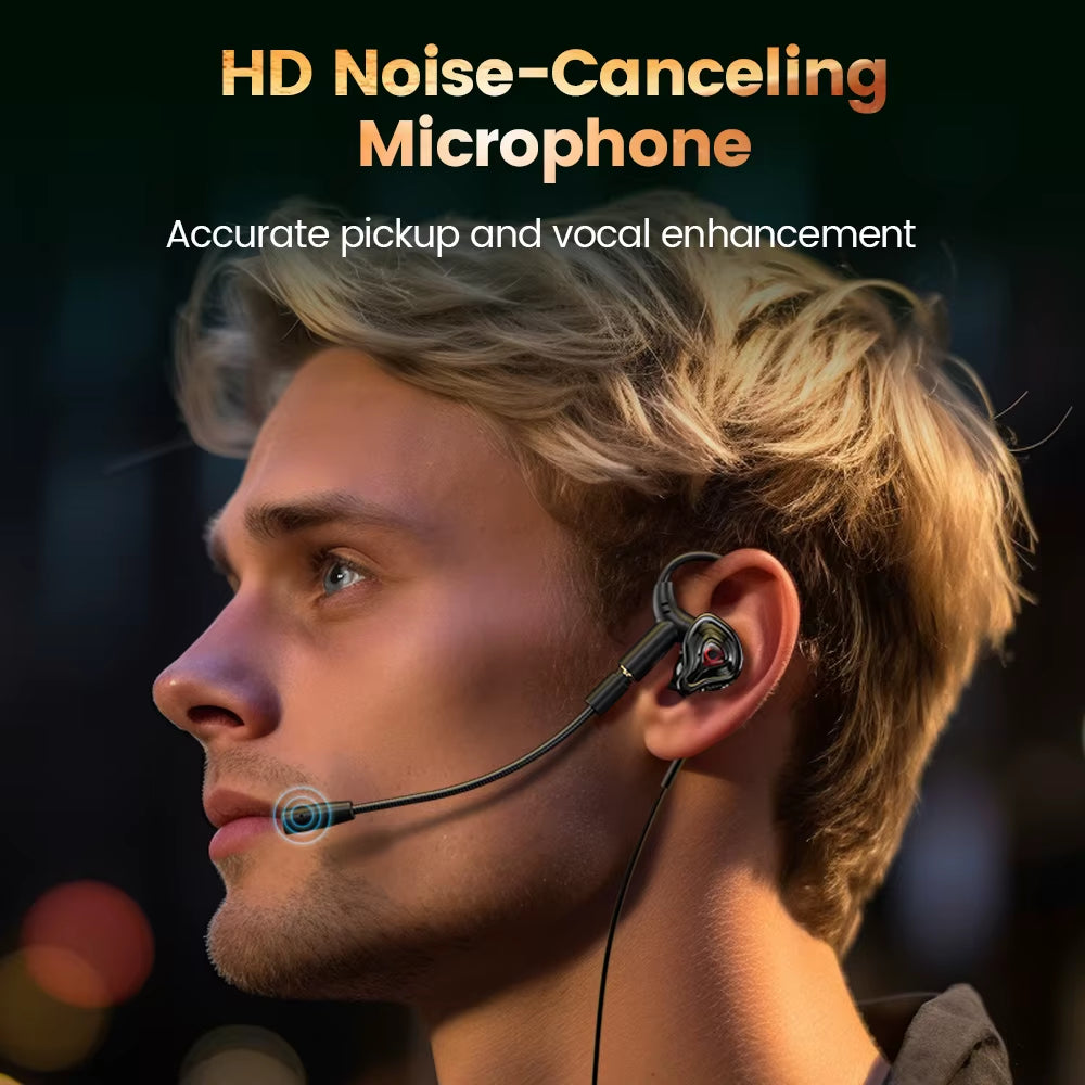 G59 Game Wired Headphones HIFI Bass In-Ear Headphones Wire Controlled with Microphone Noise Reduction Headphones
