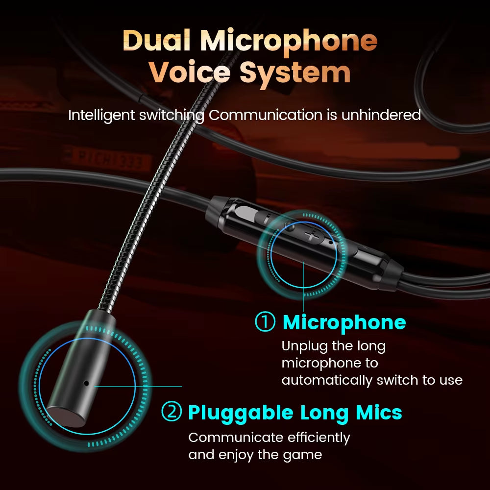 G59 Game Wired Headphones HIFI Bass In-Ear Headphones Wire Controlled with Microphone Noise Reduction Headphones