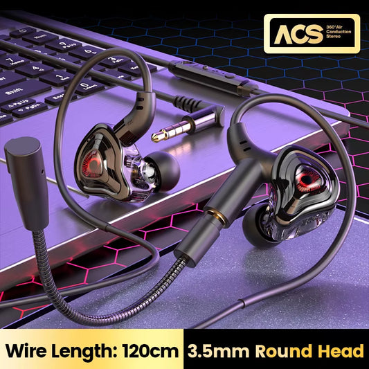 G59 Game Wired Headphones HIFI Bass In-Ear Headphones Wire Controlled with Microphone Noise Reduction Headphones