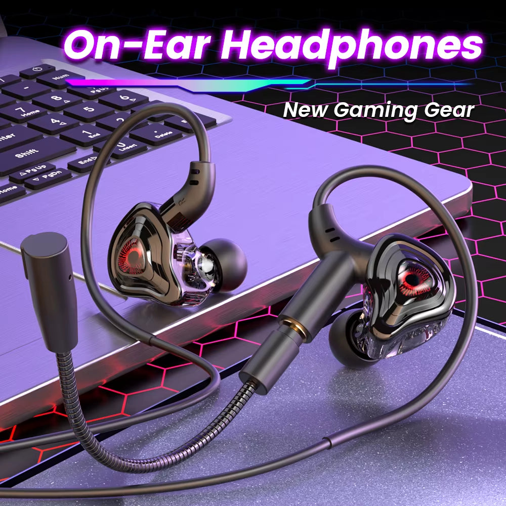 G59 Game Wired Headphones HIFI Bass In-Ear Headphones Wire Controlled with Microphone Noise Reduction Headphones