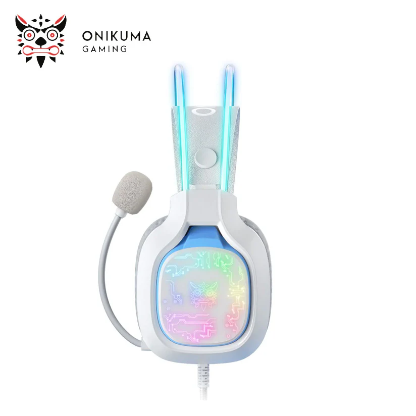 ONIKUMA X22 Breathing Lights Over-Ear Wired Gaming Headphones (White)