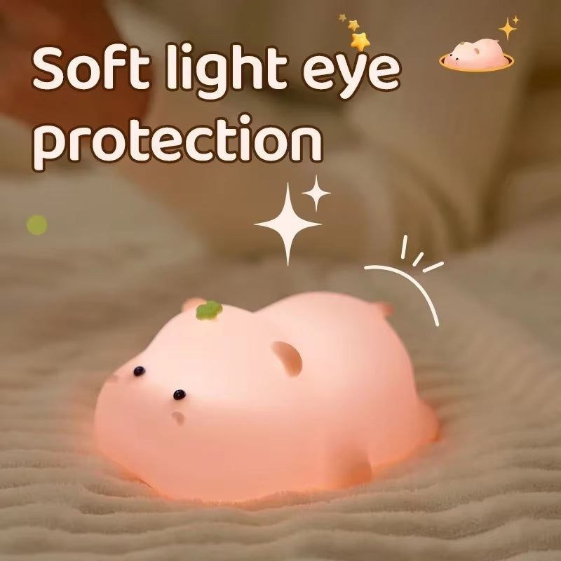 Rechargeable LED Night Light Cute Silicone Night Light with Timer Dimming Touch Lamp Bedside Decoration Lighting Children Gift