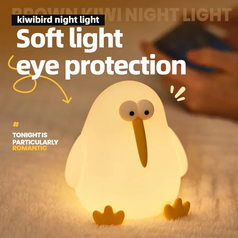 Rechargeable LED Night Light Cute Silicone Night Light with Timer Dimming Touch Lamp Bedside Decoration Lighting Children Gift