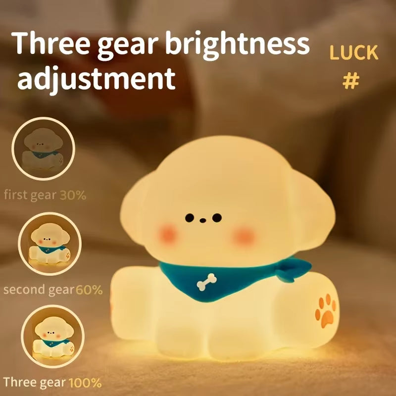 Rechargeable LED Night Light Cute Silicone Night Light with Timer Dimming Touch Lamp Bedside Decoration Lighting Children Gift